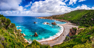 Beautiful ocean coastline in Costa Paradiso Sardinia