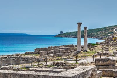 Tharros columns on a clear day Sardinia