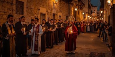 Easter in Sardinia Lunissanti procession Castelsardo Easter in Sardinia Lunissanti procession Castelsardo